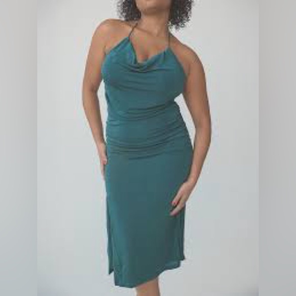 Klassy Network Teal Halter shaping Dress